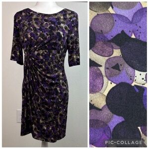 Connected Apparel Slimming dark print 1/2 sleeve fitted cocktails, work dress 10